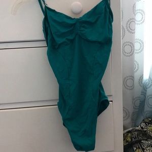 capezio teal leotard with braided straps